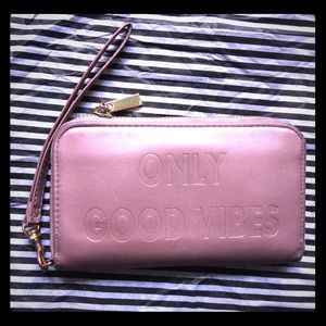 Rose gold wallet ONLY GOOD VIBES